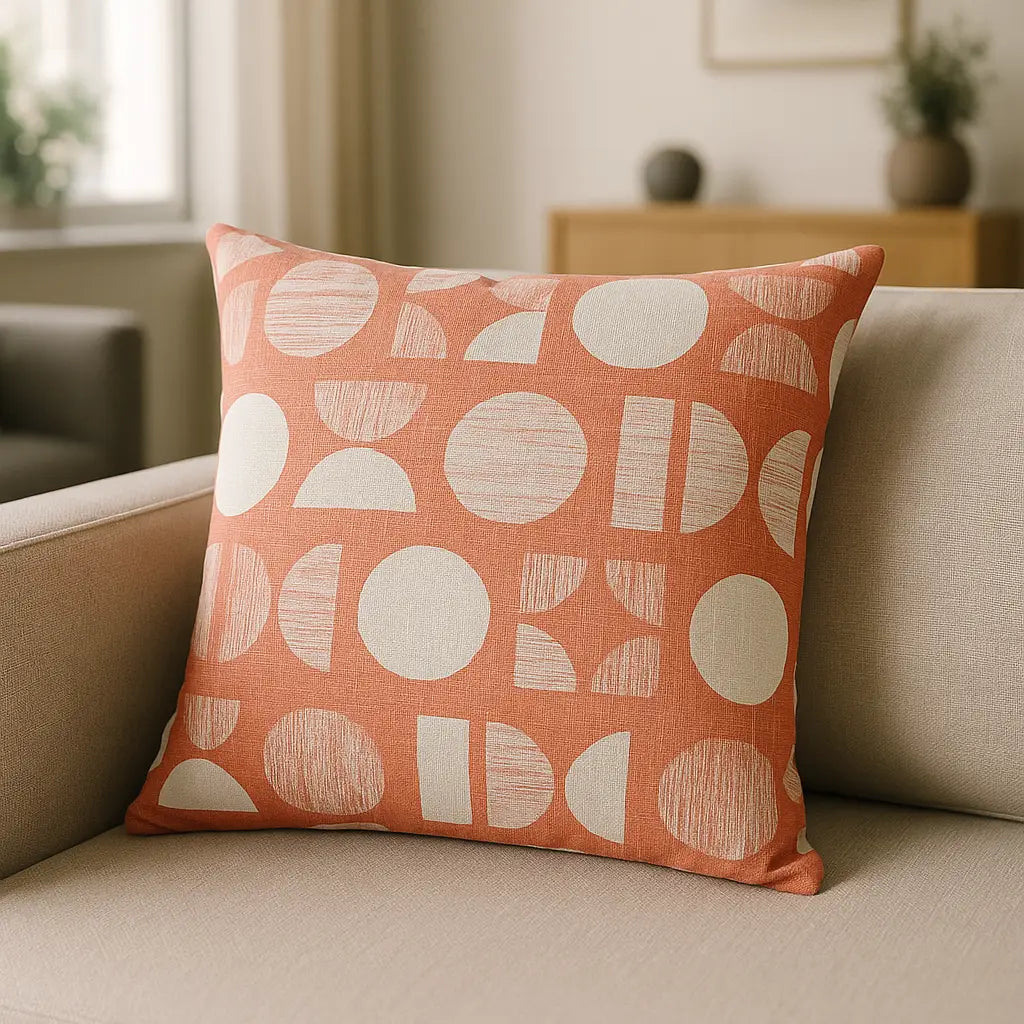 Malmo Geometric Cushion Cover Pink 17" x 17" (43cm x 43cm) by furn.