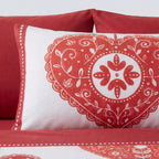 Scandi Heart Flannelette Duvet Cover Set - Red image 2