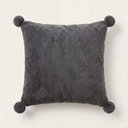 Pom Pom Fleece Cushion Cover Cosy Collection - Charcoal image 2