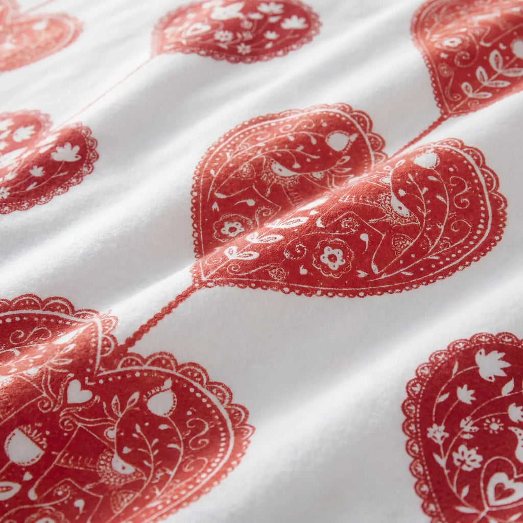 Scandi Heart Flannelette Duvet Cover Set - Red image 3