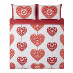 Scandi Heart Flannelette Duvet Cover Set - Red image 4