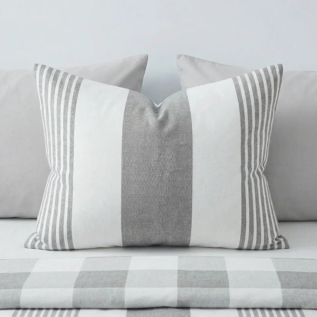Chambray Stripe Duvet Cover Set - Silver Grey image 3