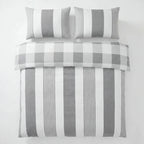 Chambray Stripe Duvet Cover Set - Silver Grey