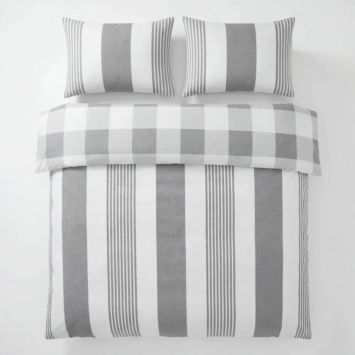 Chambray Stripe Duvet Cover Set - Silver Grey