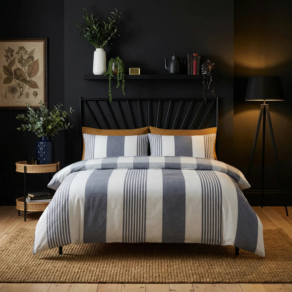 Chambray Stripe Duvet Cover Set - Blue image 2