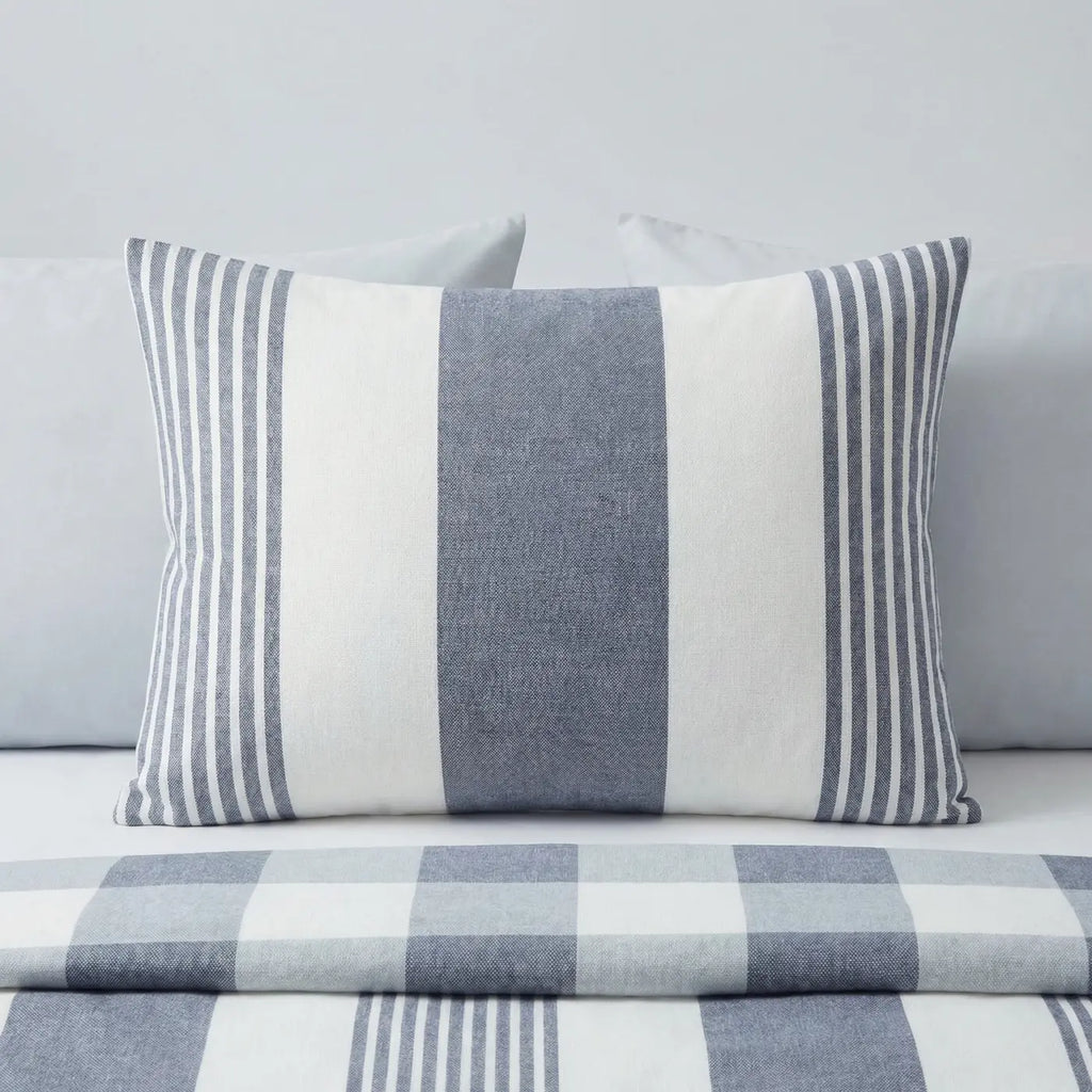 Chambray Stripe Duvet Cover Set - Blue image 3