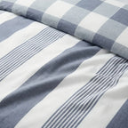 Chambray Stripe Duvet Cover Set - Blue image 4