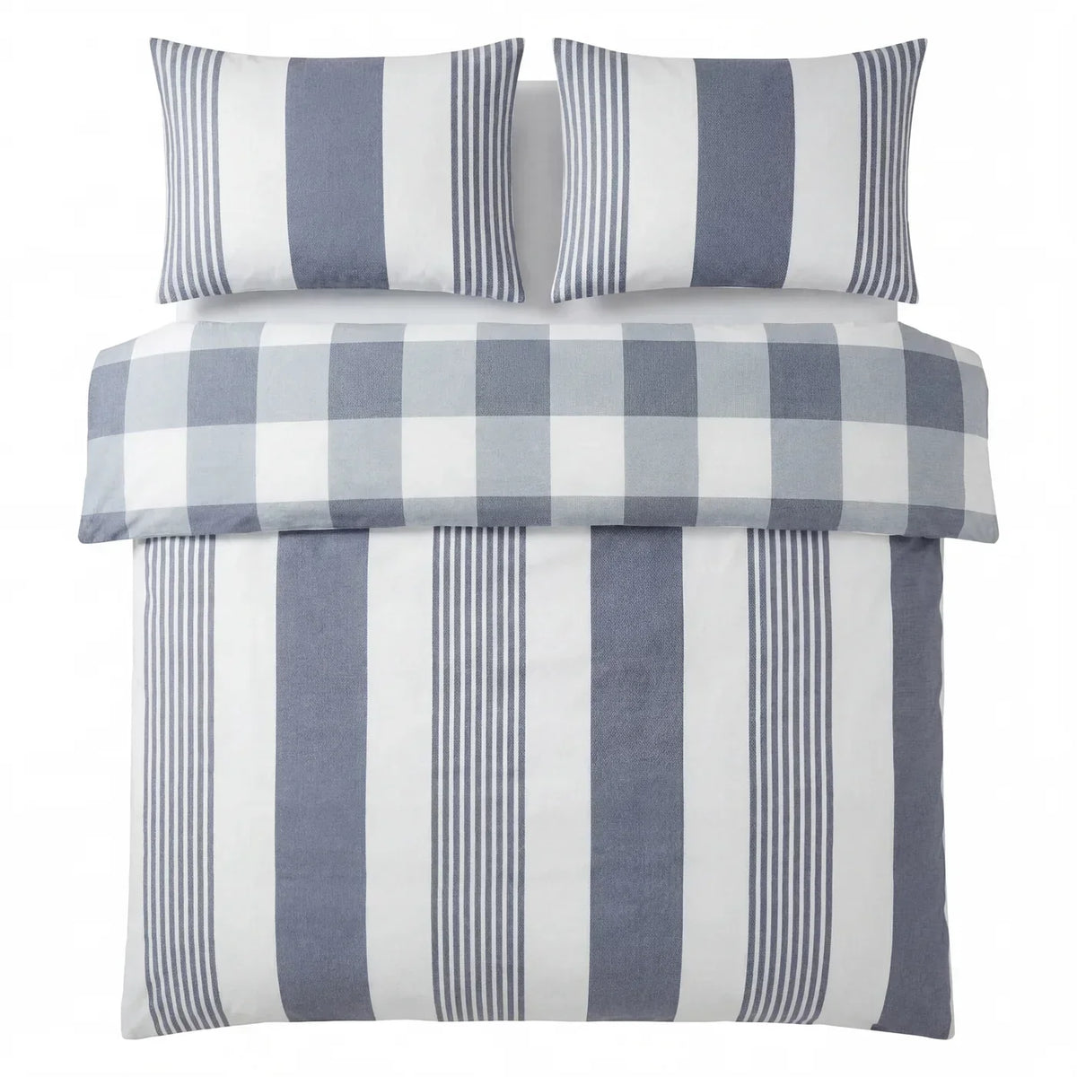Chambray Stripe Duvet Cover Set - Blue
