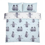 Starry Penguins Duvet Cover Set - Blue