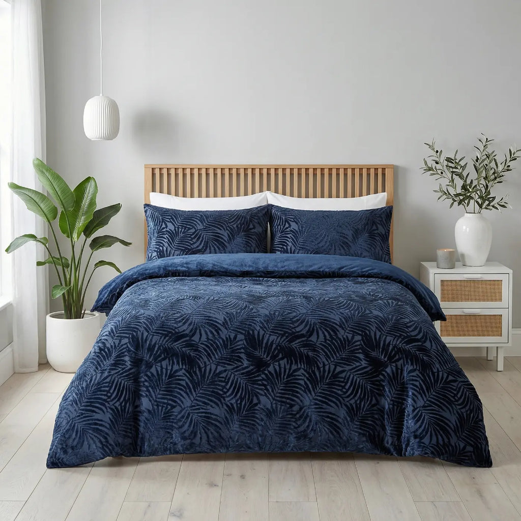 Paloma Velvet Duvet Cover Set - Navy