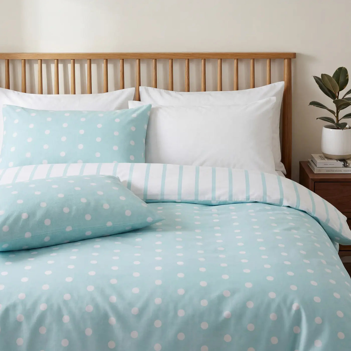 So Soft Spots & Stripes Duvet Cover Set - Duck Egg image 2