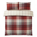 Lomond Check Flannelette Duvet Cover Set - Red