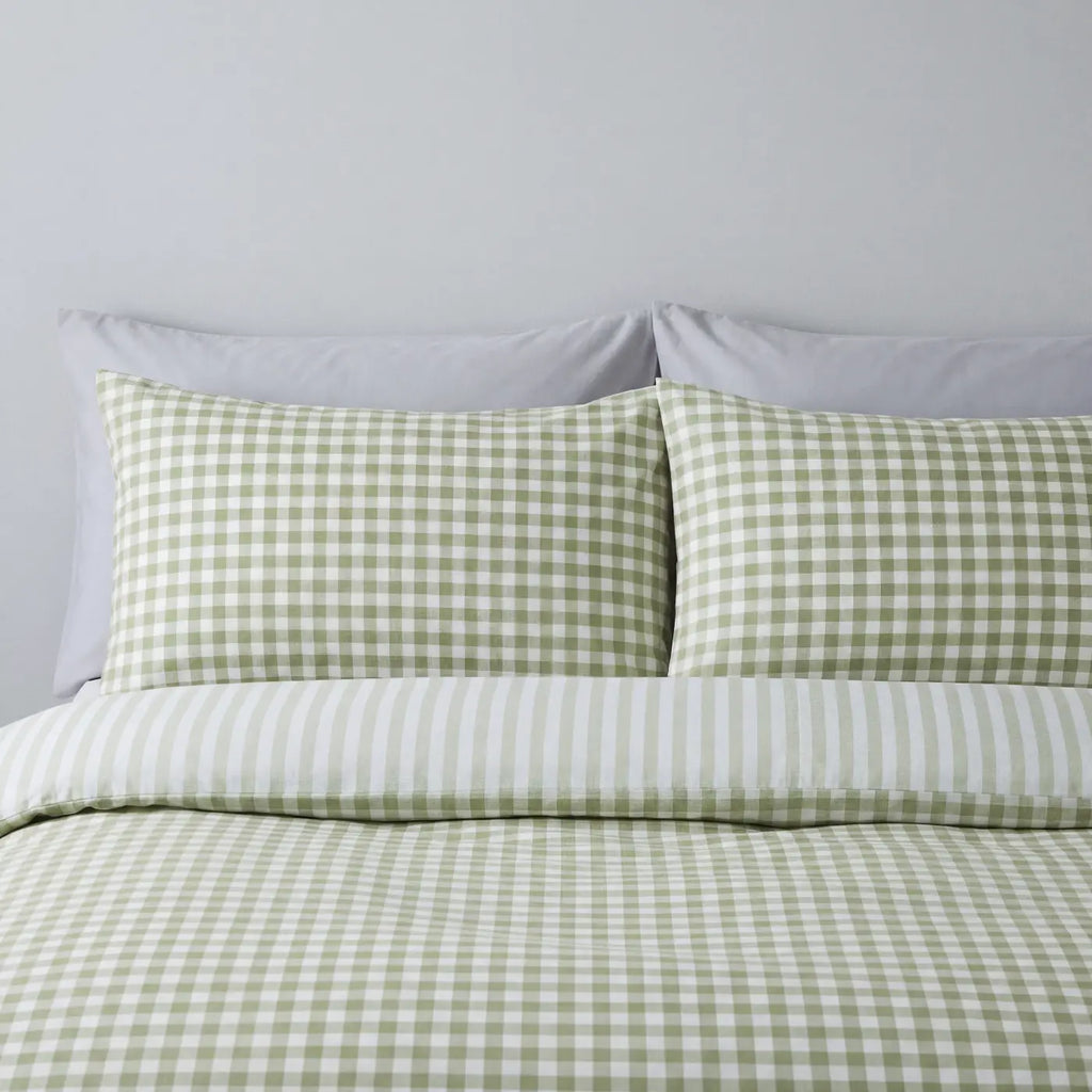 Gingham Check Duvet Cover Set - Green image 2