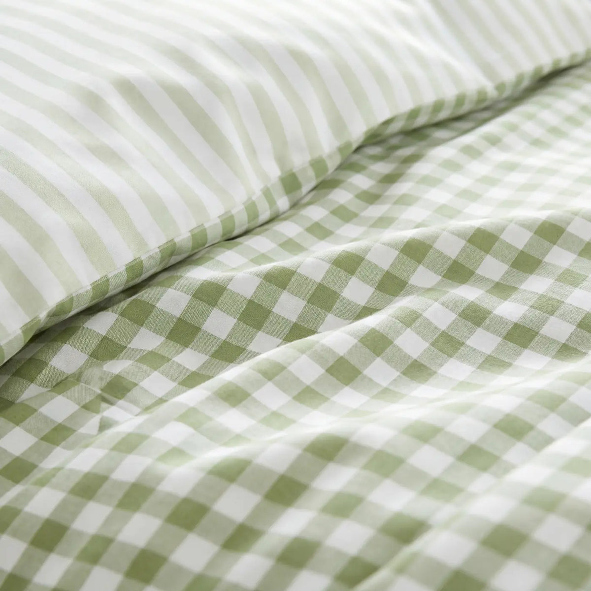 Gingham Check Duvet Cover Set - Green image 3