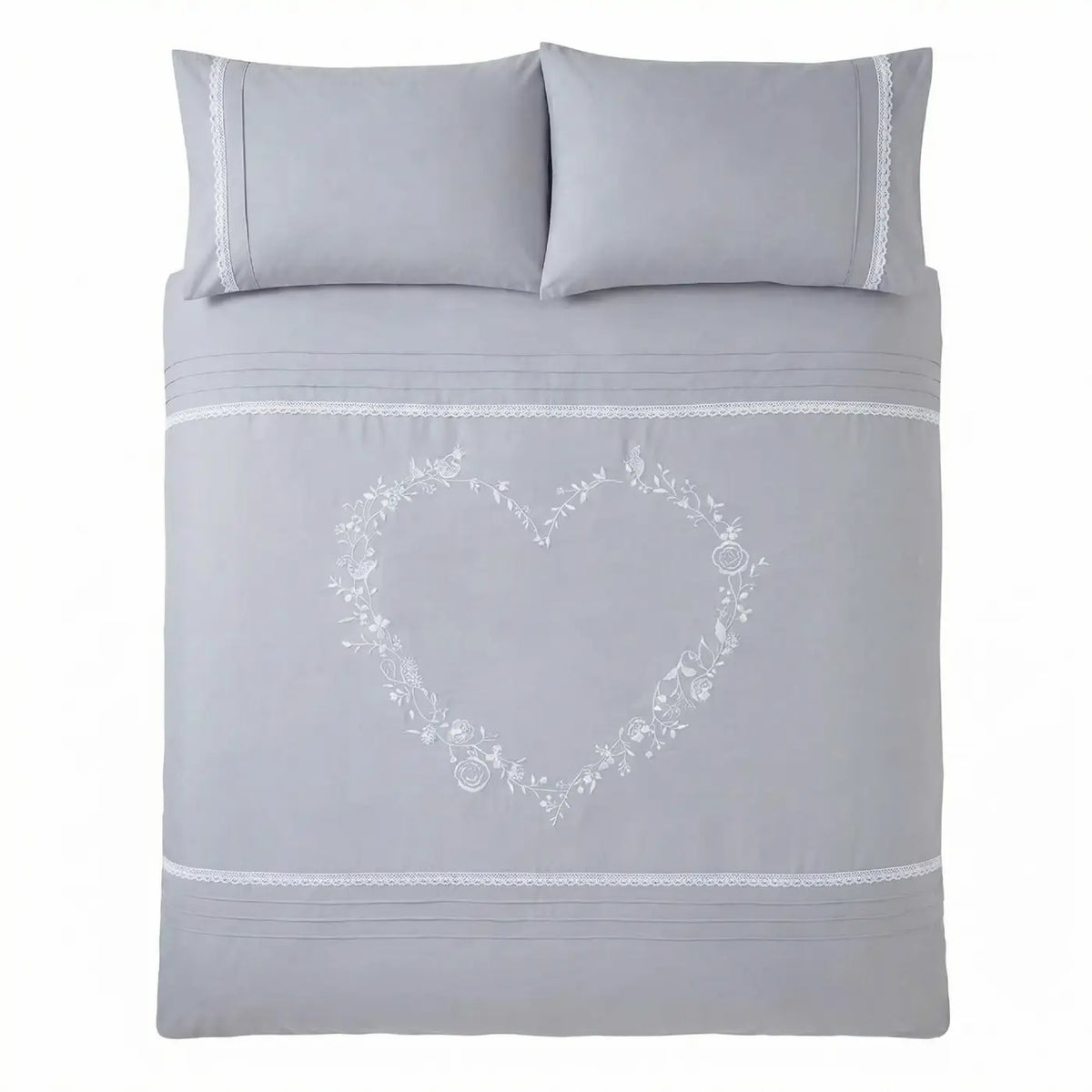 Heart Duvet Cover Set - Silver Grey image 4