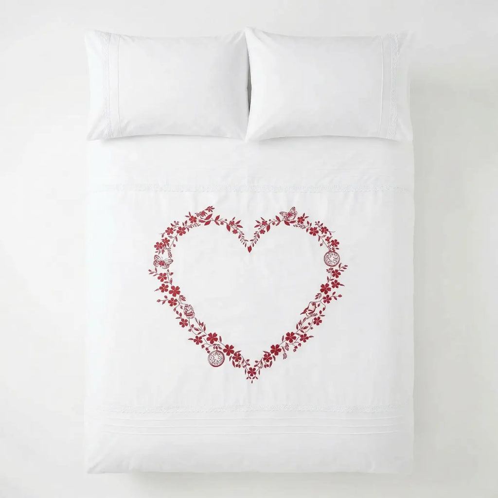 Heart Duvet Cover Set - White image 4