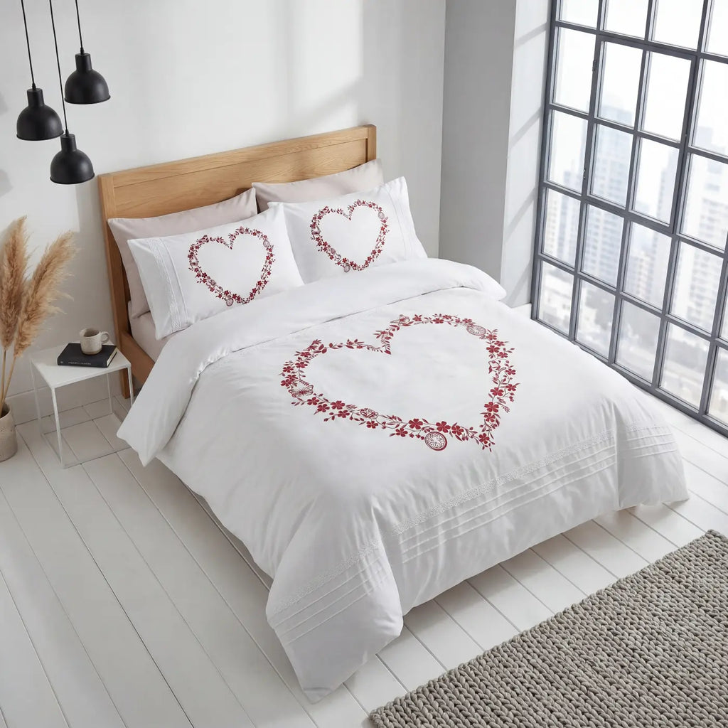Heart Duvet Cover Set - White