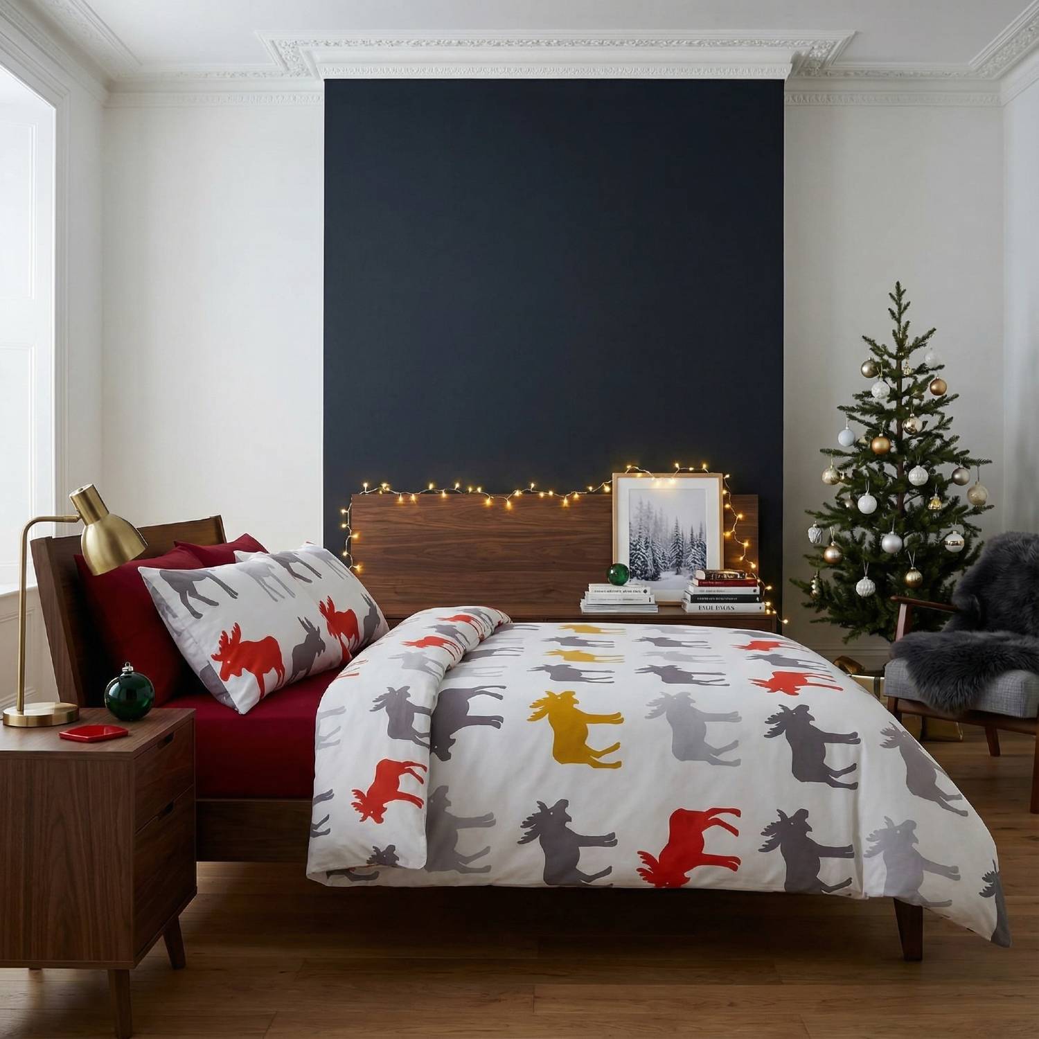 Moose Flannelette Duvet Cover Set Ochre