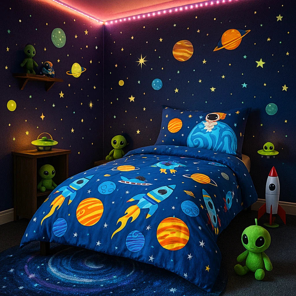 Rockets Space Blue Duvet Cover Set