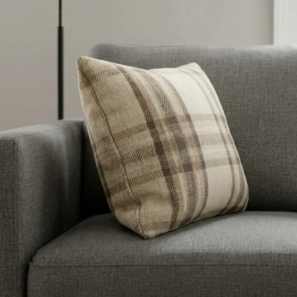 Highland Check Natural Cushion Cover 17" x 17 4