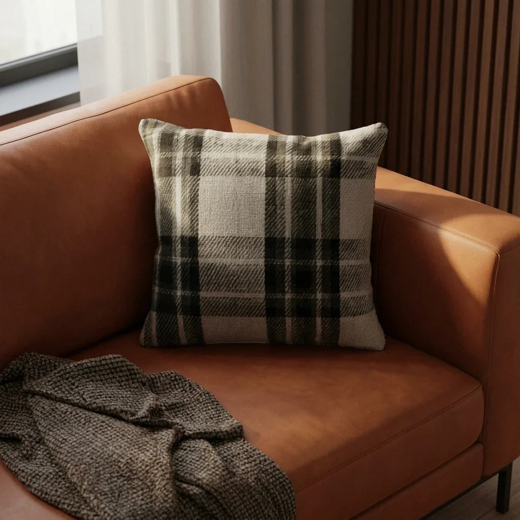 Highland Check Black Cushion Cover 17" x 17 3