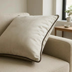 Piped Velvet Natural / Chocolate Cushion Cover s 43cm x 43cm 43x43cm