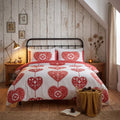 Scandi Heart Flannelette Duvet Cover Set - Red