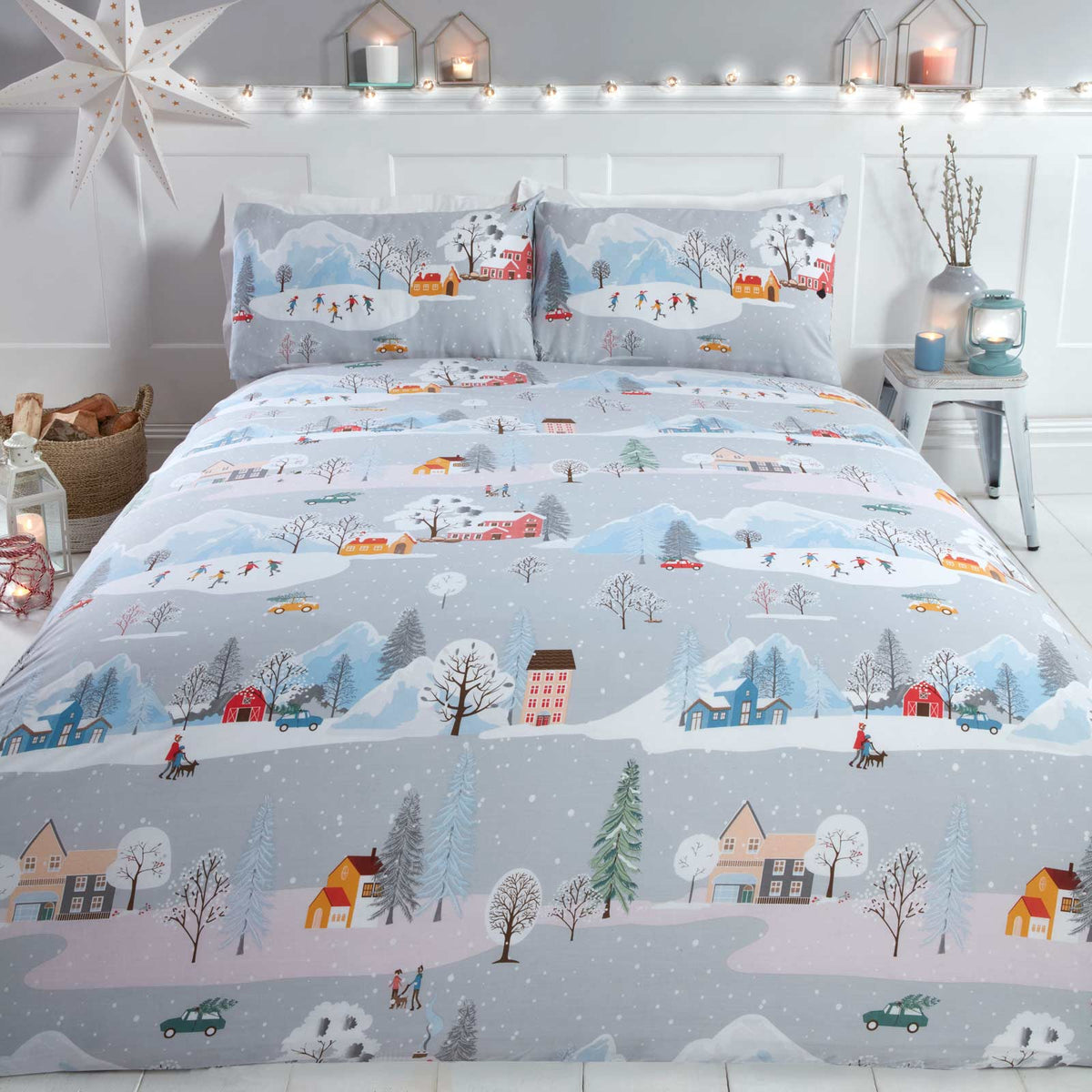 Christmas Winter Town Duvet Cover Set by Rapport Home 3