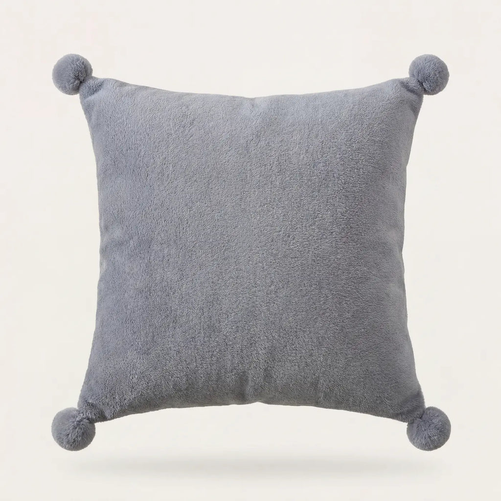 Pom Pom Fleece Cushion Cover Cosy Collection - Grey image 2