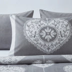Scandi Heart Flannelette Duvet Cover Set - Grey image 2