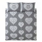 Scandi Heart Flannelette Duvet Cover Set - Grey image 4