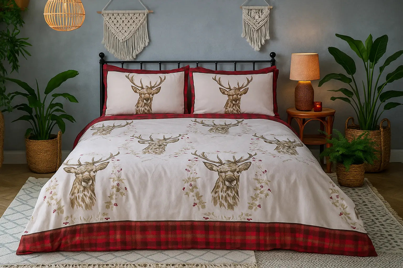 Angus Stag Flannelette Duvet Cover Bedding Set