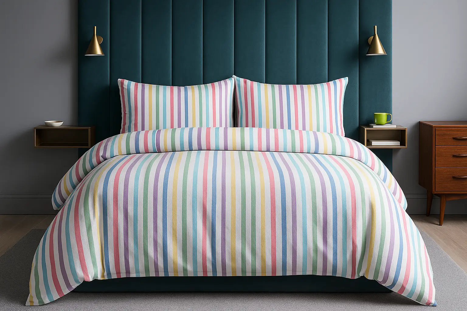 Candy Stripe Flannelette Duvet Cover Bedding Set