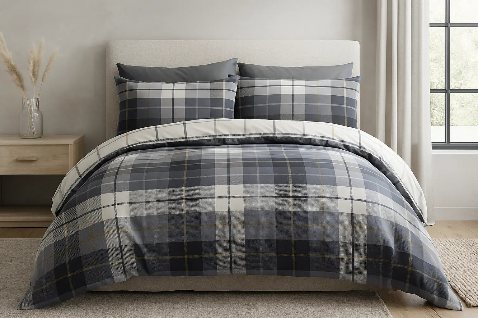 Lomond Check Flannelette Duvet Cover Bedding Set