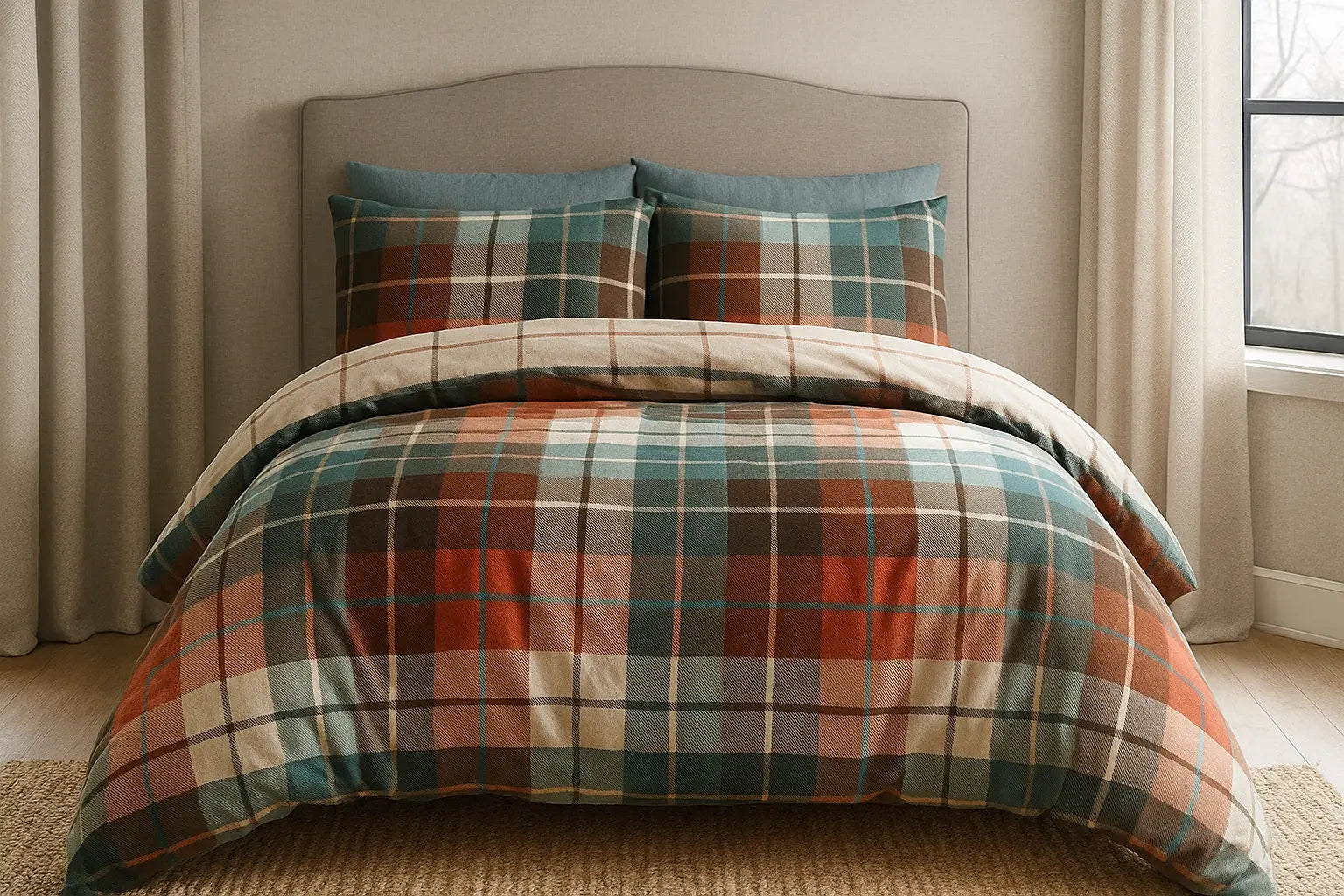 Lomond Check Flannelette Duvet Cover Bedding Set