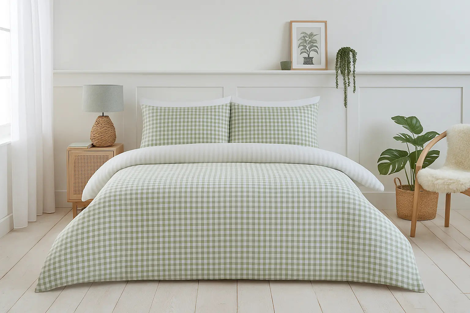 Gingham Check Duvet Cover Bedding Set