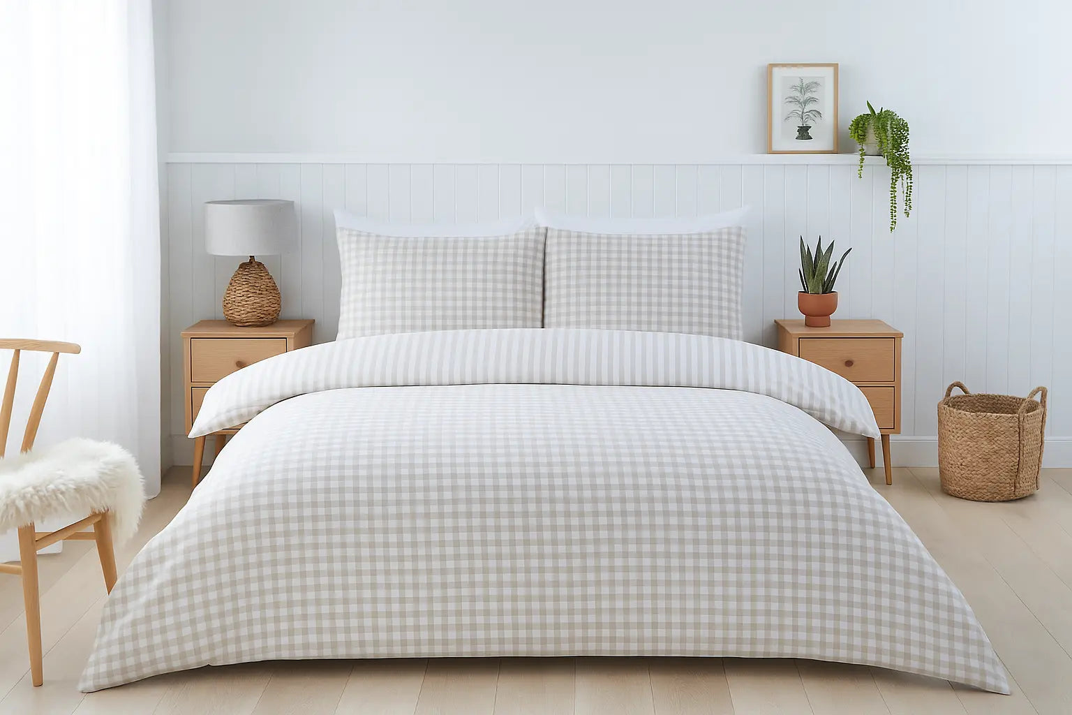 Gingham Check Duvet Cover Bedding Set