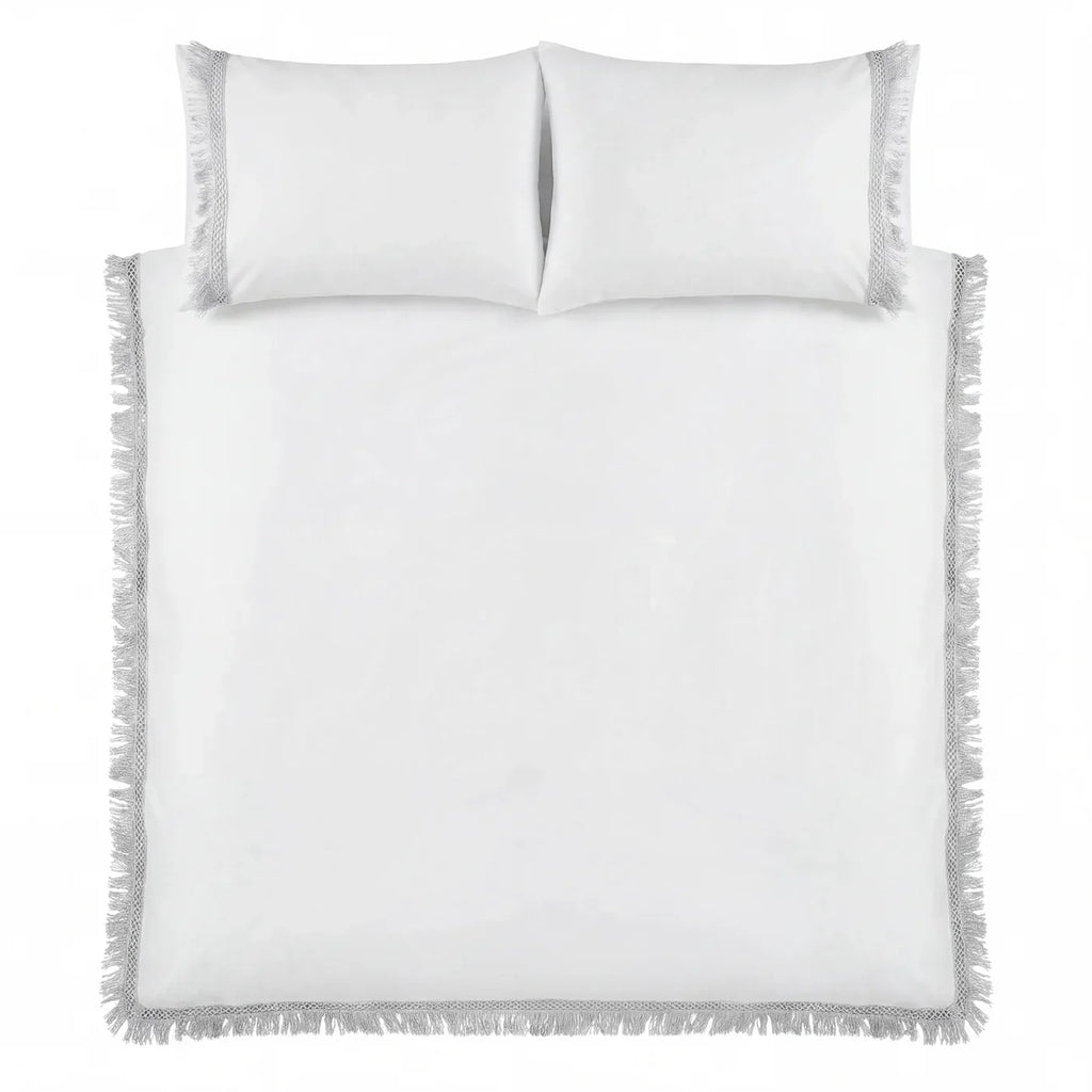 Tia Trellis Duvet Cover Set - White