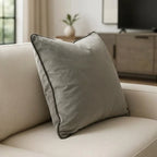 Piped Velvet Charcoal / Silver Cushion Cover s 43cm x 43cm 43x43cm 2