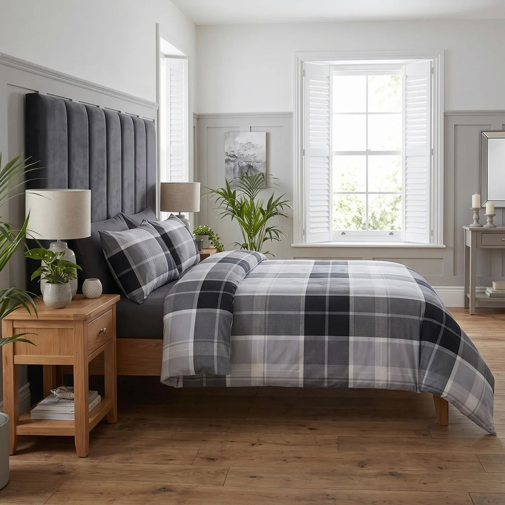 Argyle Silver Grey Duvet Cover Bedding Set 2