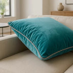 Piped Velvet Duck Egg / Silver Cushion Cover s 43cm x 43cm 43x43cm 2