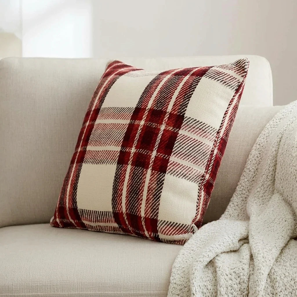 Highland Check Red Cushion Cover 17" x 17 4