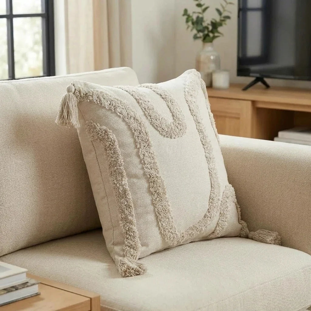 Cabana Tufted 100% Cotton Silver Cushion Cover 43cm x 43cm 2