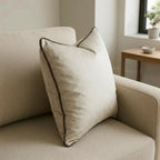 Piped Velvet Natural / Chocolate Cushion Cover s 43cm x 43cm 43x43cm 2