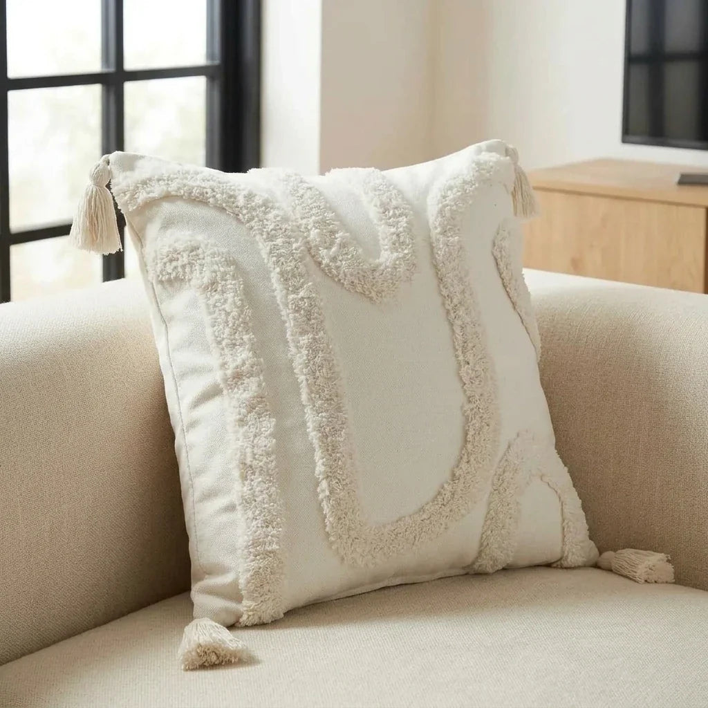 Cabana Tufted 100% Cotton Cream Cushion Cover 43cm x 43cm 2