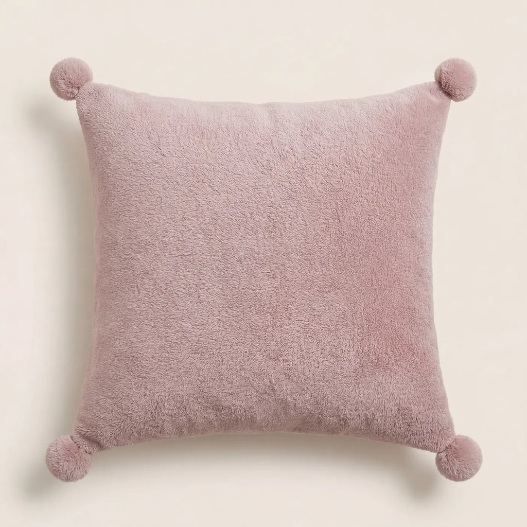 Pom Pom Fleece Cushion Cover Cosy Collection - Pink image 2