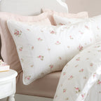 Bianca Fine Linens Vintage Rosebud Lace Duvet Cover Set - Vintage Rose Bud Lace Duvet Set