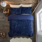 Rabbit Faux Fur Midnight Blue Duvet Cover Bedding Set 2