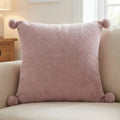 Pom Pom Fleece Cushion Cover Cosy Collection - Pink
