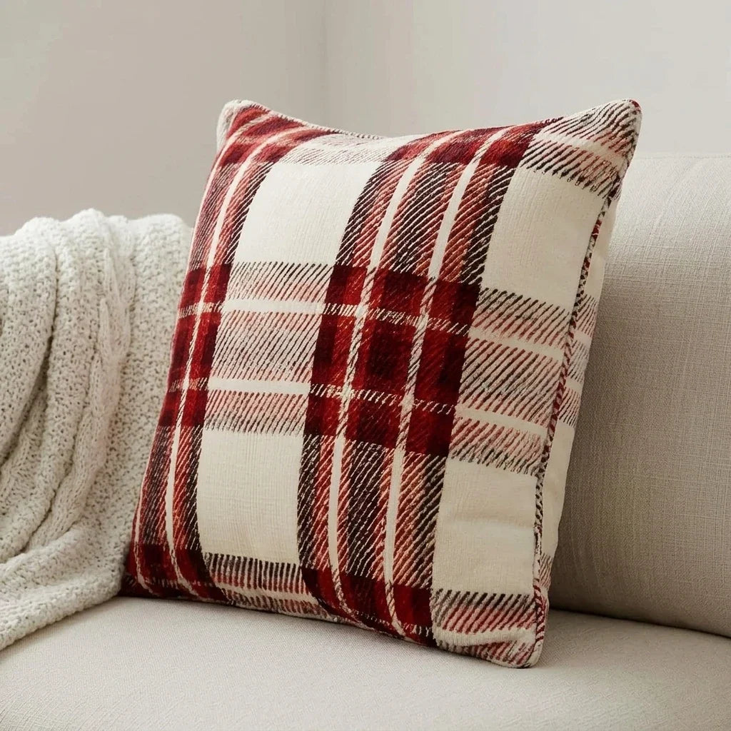 Highland Check Red Cushion Cover 17" x 17 3
